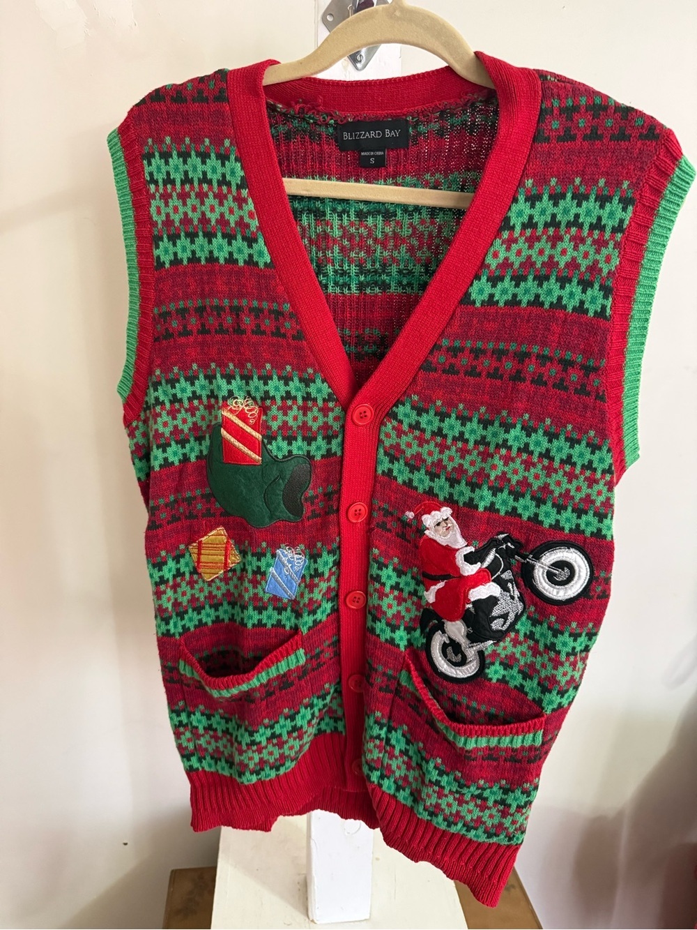 Blizzard Bay Biker Santa Sweater Vest